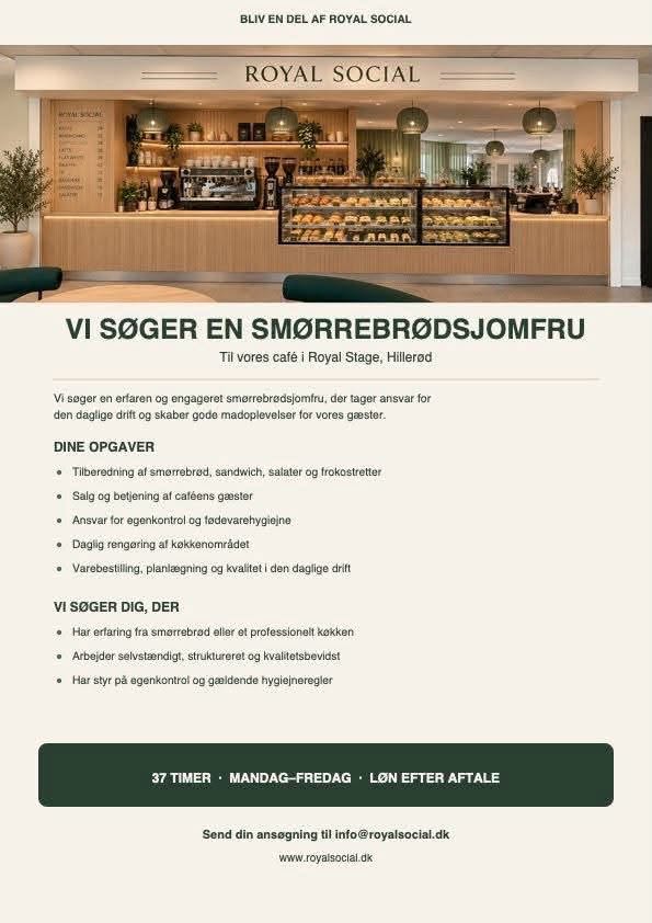 Smørrebrødsjomfru til Royal Social i Royal Stage, Hillerød hos Royal Social